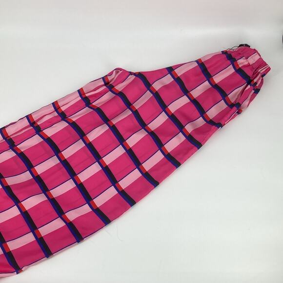 New Paper London Women's Pink Miami Check Wide Leg Pull On Silk Pants UK 4 - Picture 15 of 15